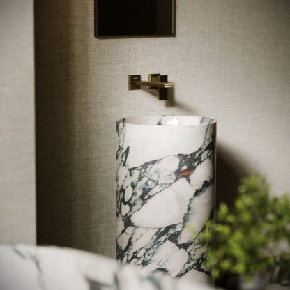 Designo Calacatta Viola Marble Pedestal Basin 400mm