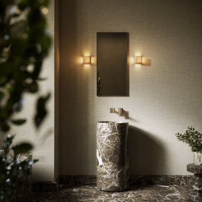 Designo Dark Emperador Marble Pedestal Basin 400mm