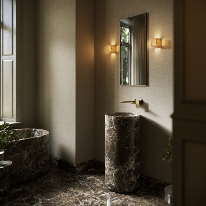 Designo Dark Emperador Marble Pedestal Basin 400mm