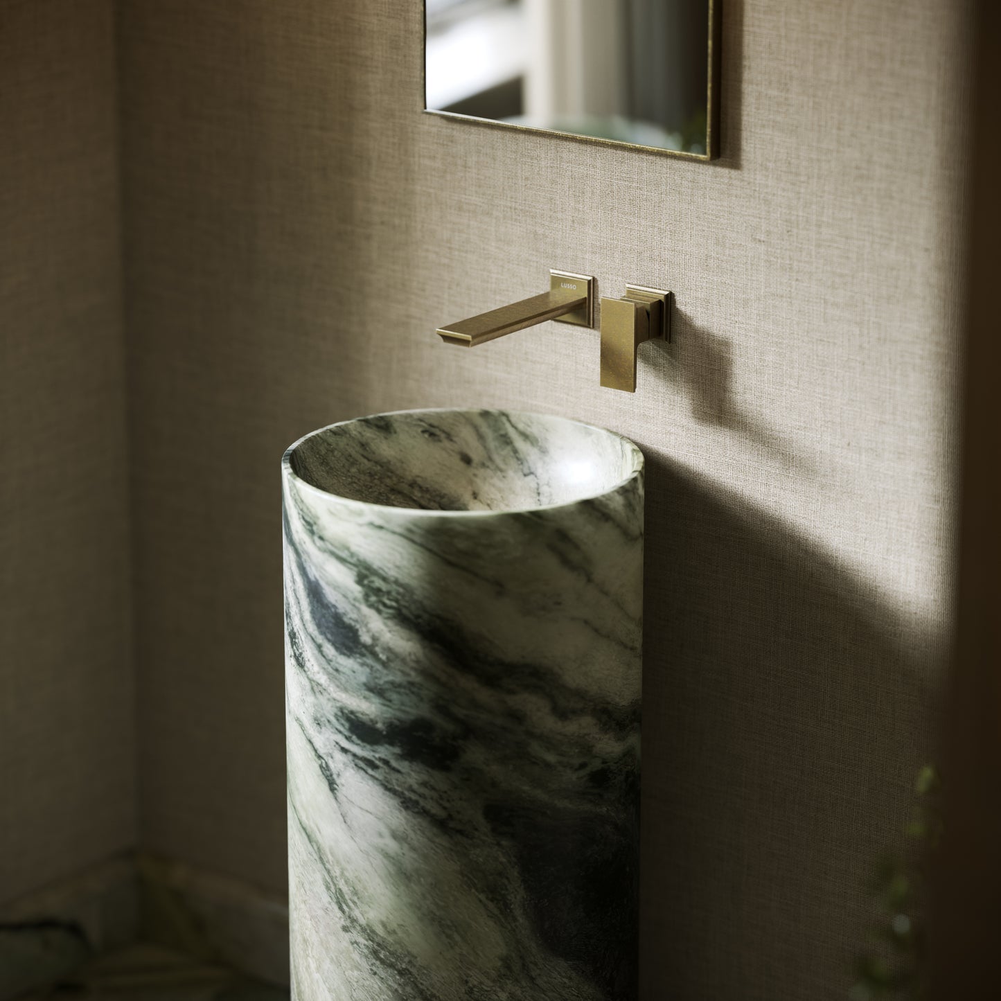 Designo Jade Green Marble Pedestal Basin 400mm