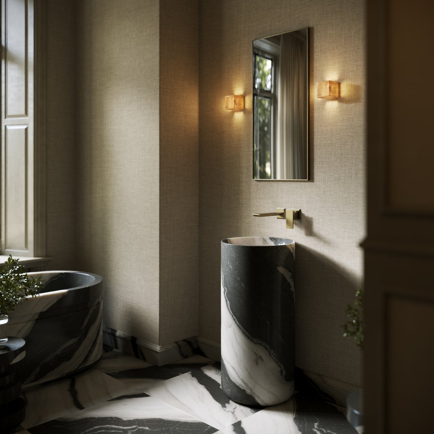 Designo Panda Marble Pedestal Basin 400mm