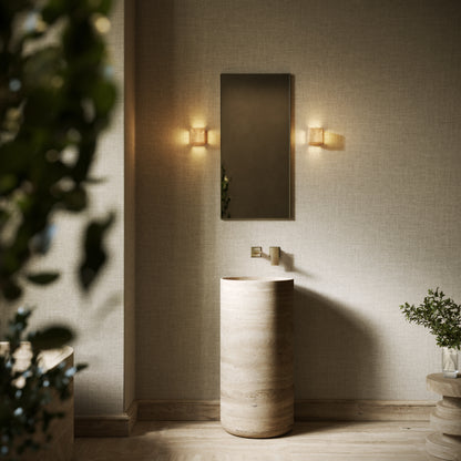 Designo Travertine Stone Pedestal Basin 400mm