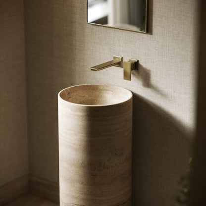 Designo Travertine Stone Pedestal Basin 400mm
