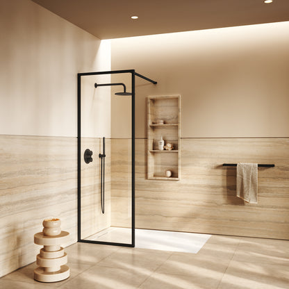 Designo Complete Walk In Shower Enclosure Matte Black - KIT A (ALL SIZES)