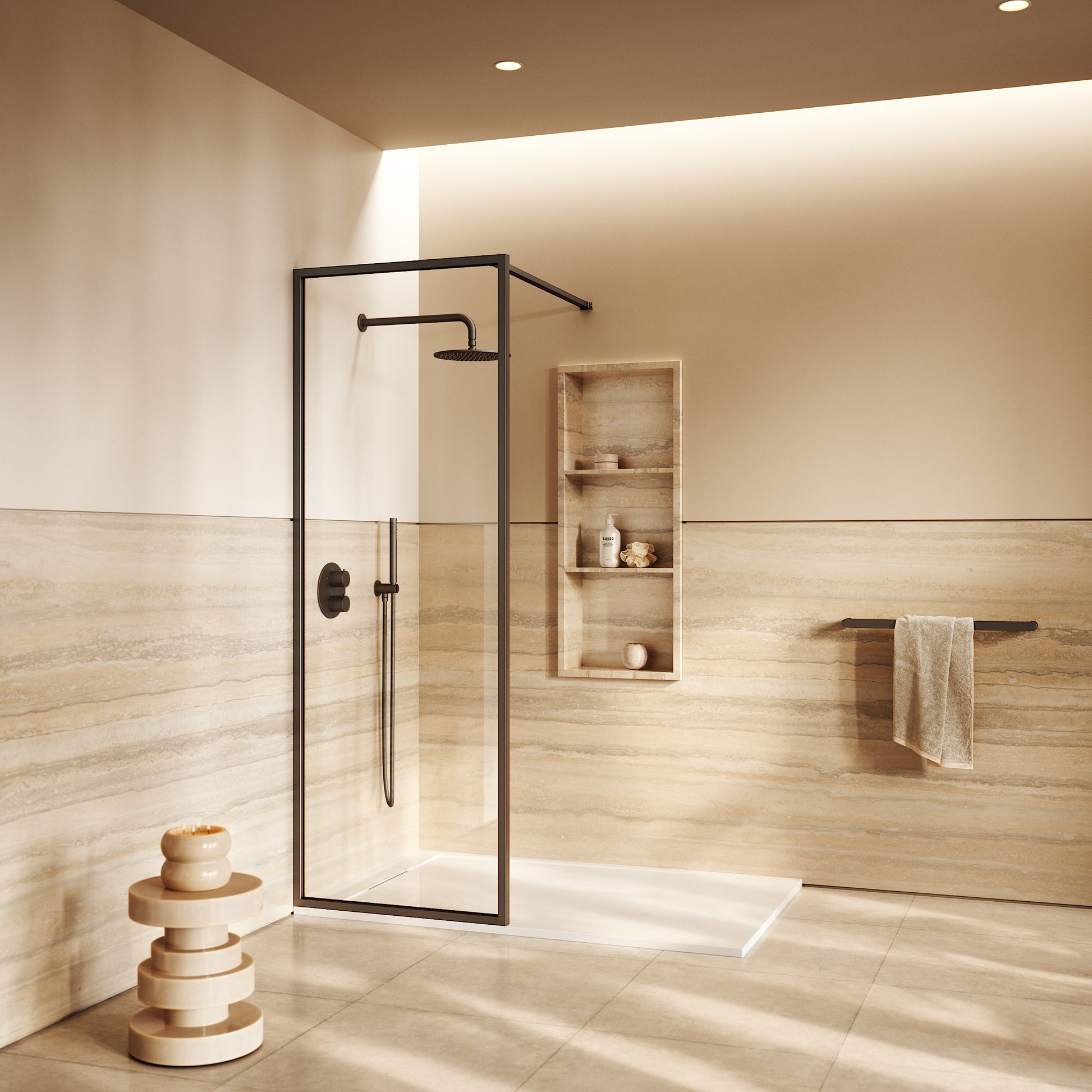 Designo Deep Bronze Complete Walk In Shower Enclosure - KIT A - All Sizes