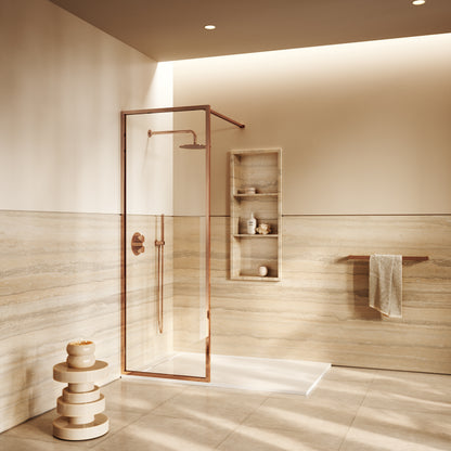 Designo Rose Gold Complete Walk In Shower Enclosure - KIT A - All Sizes