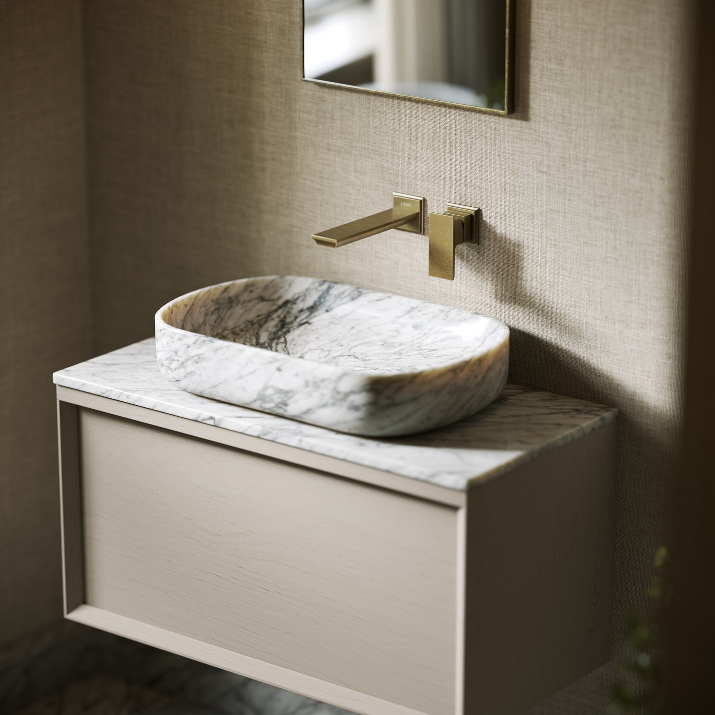 Designo Carrara Marble Countertop Basin 550mm