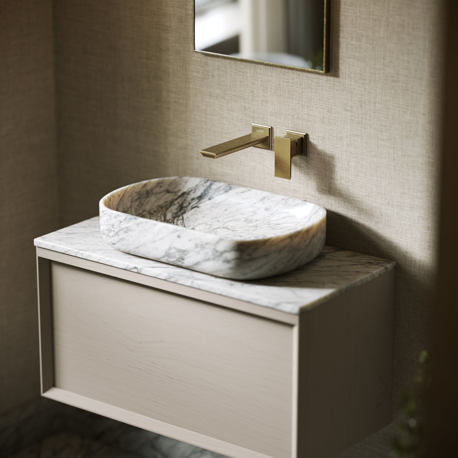 Designo Carrara Marble Countertop Basin 550mm