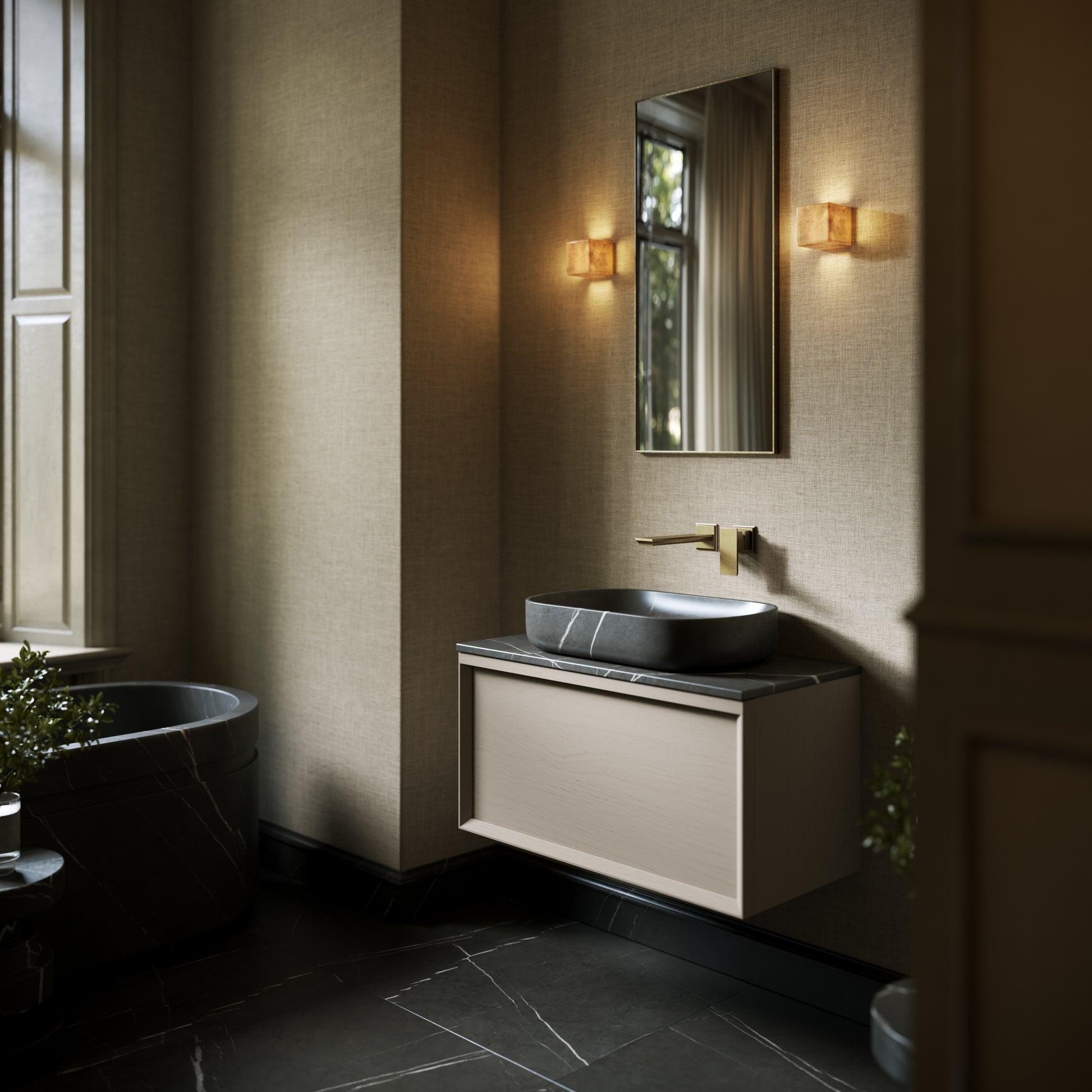 Designo Pietra Grey Marble Countertop Basin 550mm