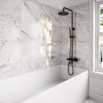Elegance Matte Black Exposed Thermostatic 3 Way Shower