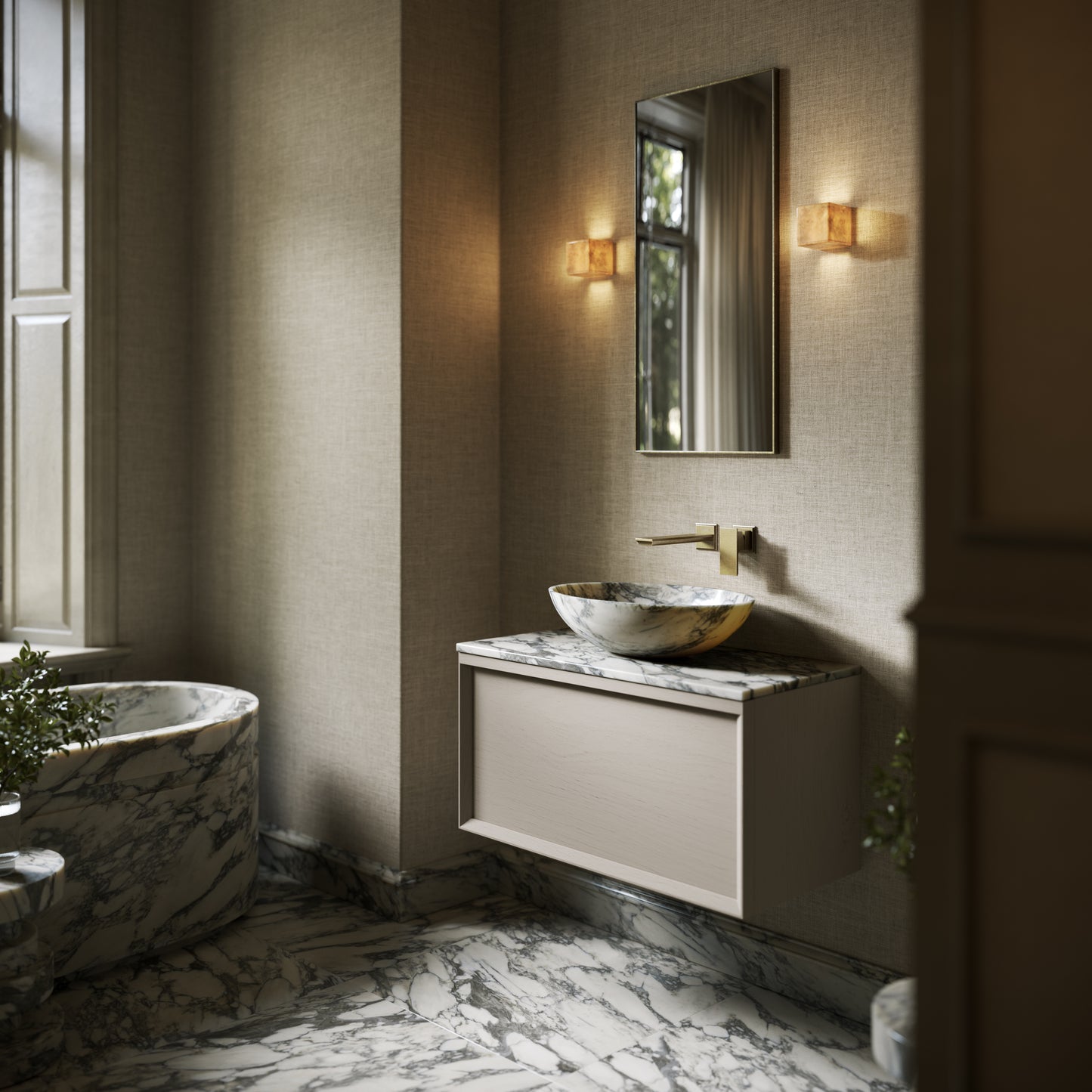 Elegance Arabescato Marble Countertop Basin 500mm