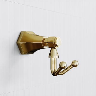 Eton Polished Brass Double Robe Towel Hook