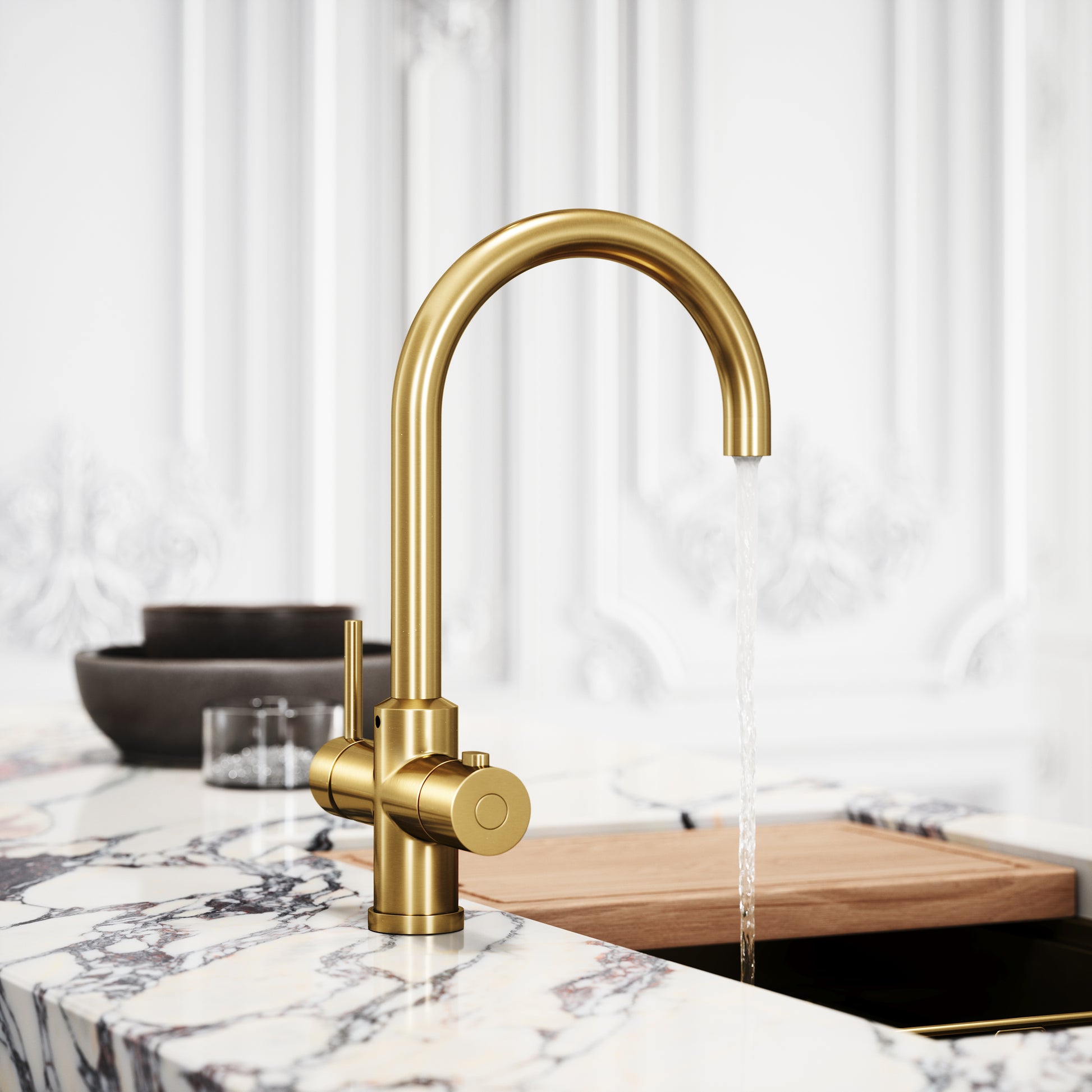 Filtrata Brushed Gold 4 in 1 Boiling Water Kitchen Tap