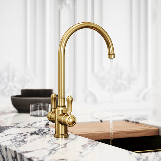 Filtrata Clarence Brushed Gold 4 in 1 Traditional Boiling Water Tap
