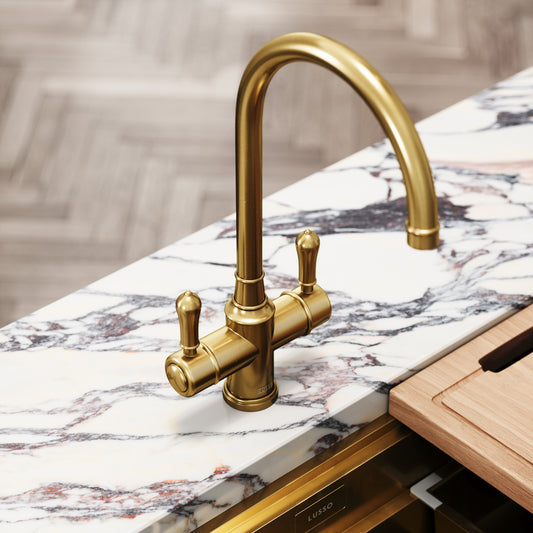 Filtrata Clarence Brushed Gold 4 in 1 Traditional Boiling Water Tap
