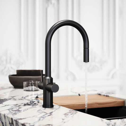 Filtrata Filtro Matte Black 4 in 1 Pull-out Boiling Water Tap