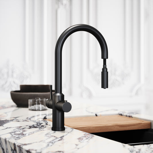 Filtrata Filtro Matte Black 4 in 1 Pull-out Boiling Water Tap