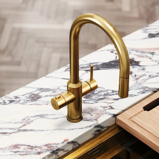 Filtrata Filtro Brushed Gold 4 in 1 Pull-out Boiling Water Tap