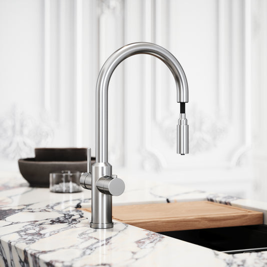 Filtrata Filtro Brushed Nickel 4 in 1 Pull-out Boiling Water Tap