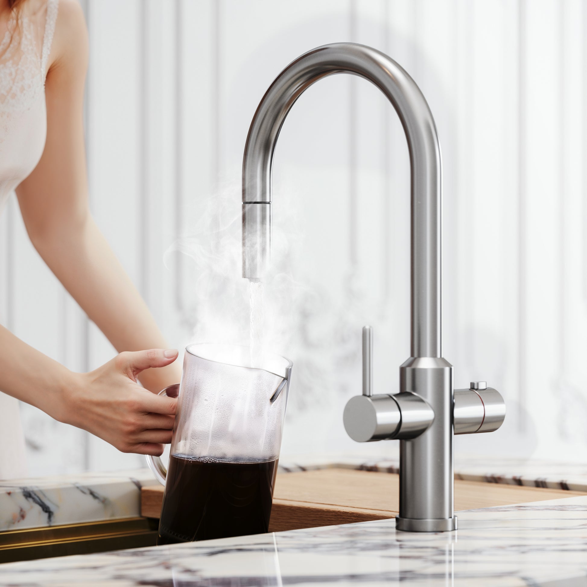 Filtrata Filtro Brushed Nickel 4 in 1 Pull-out Boiling Water Tap