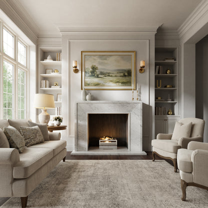 Beaumont Carrara Honed Marble Fireplace 1600mm