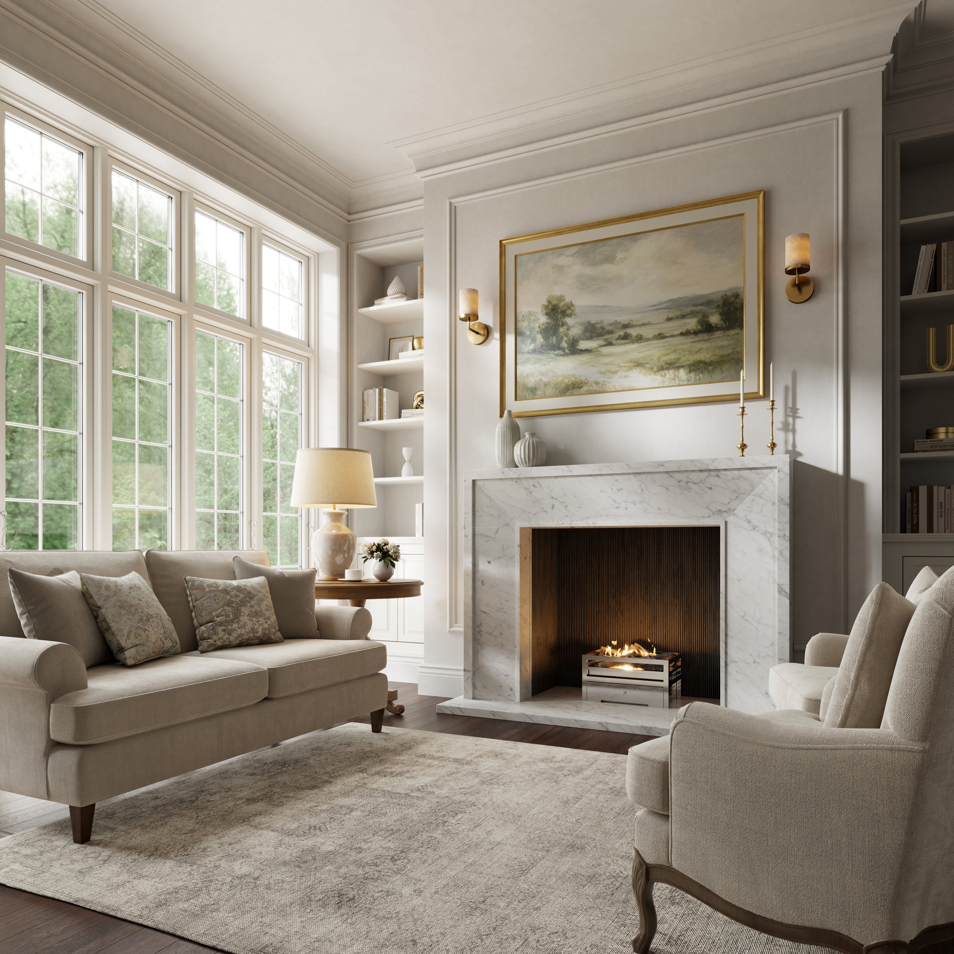 Beaumont Carrara Honed Marble Fireplace 1600mm