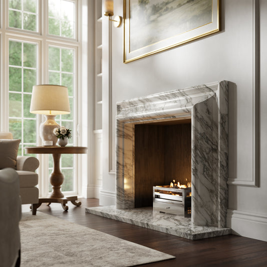 Carmina Arabescato Honed Marble Fireplace 1500mm