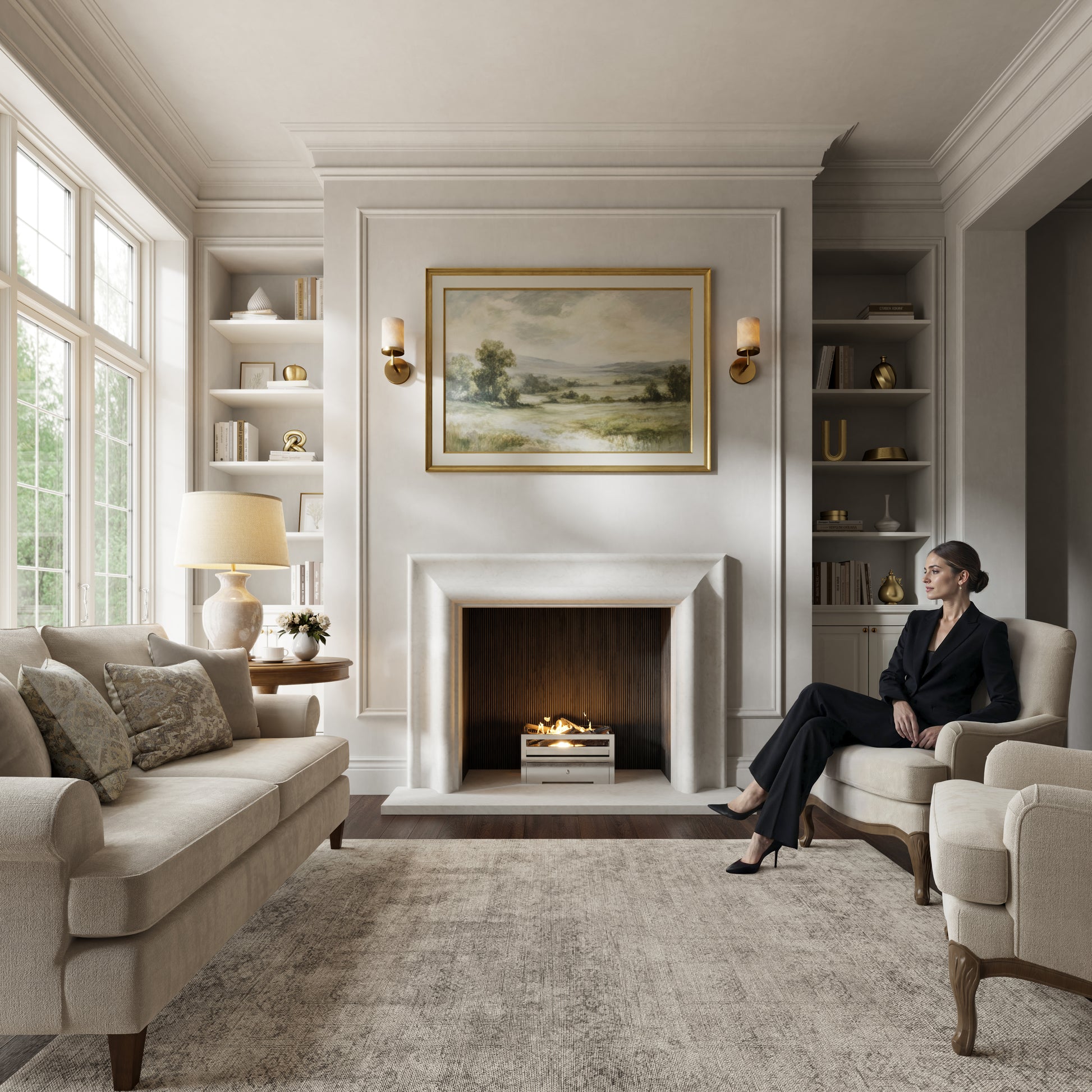 Carmina Beige Limestone Honed Marble Fireplace 1500mm