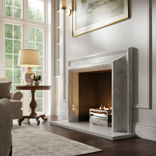 Carmina Carrara Honed Marble Fireplace 1500mm
