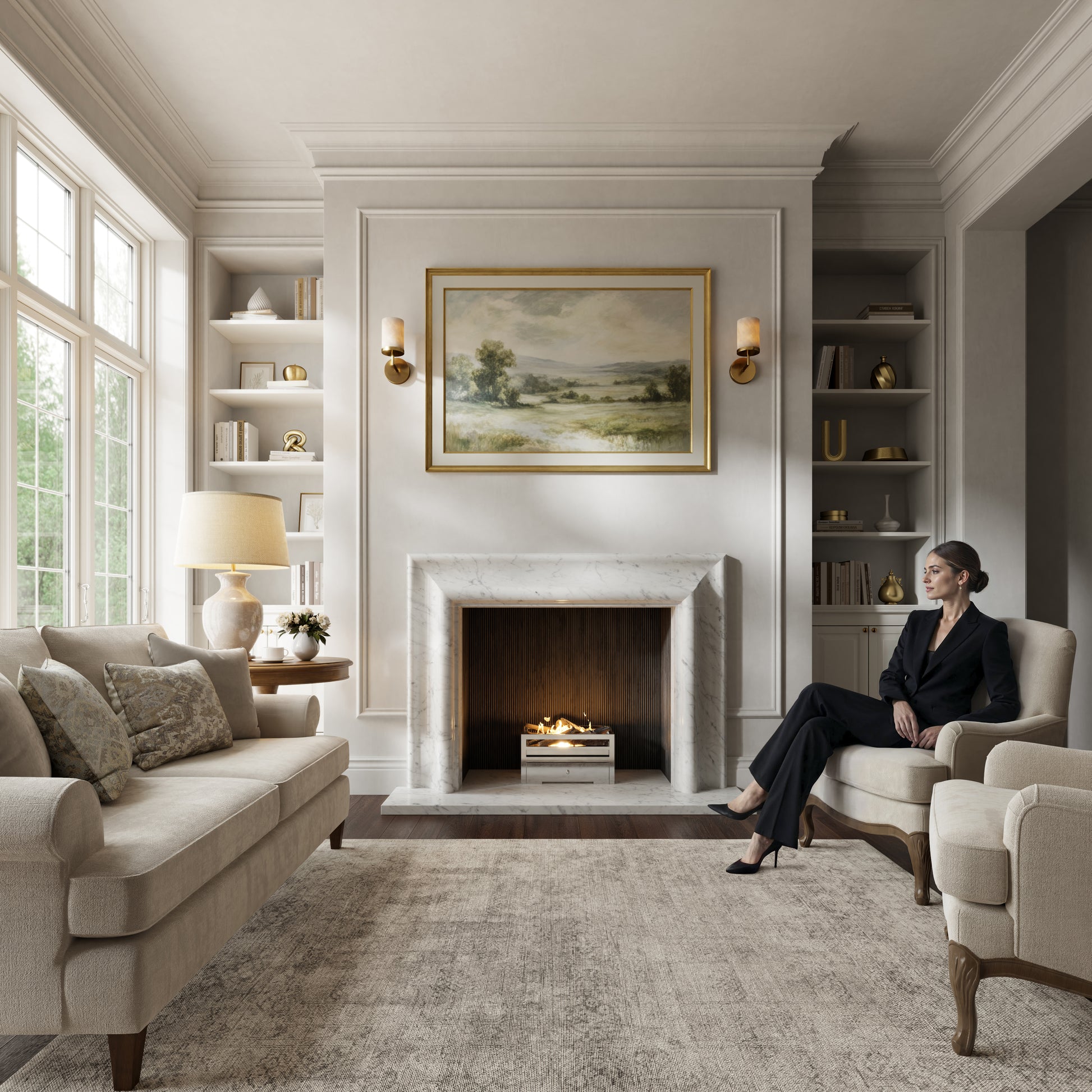 Carmina Carrara Honed Marble Fireplace 1500mm