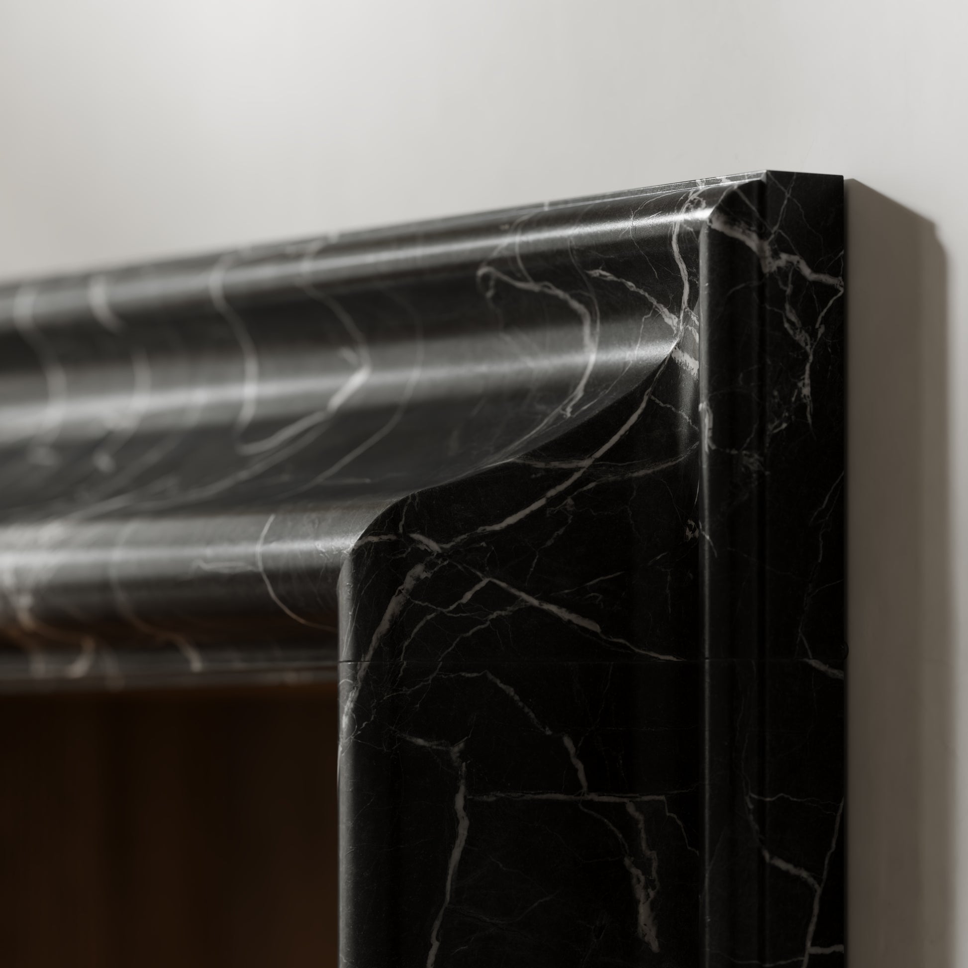 Carmina Nero Marquina Honed Marble Fireplace 1500mm