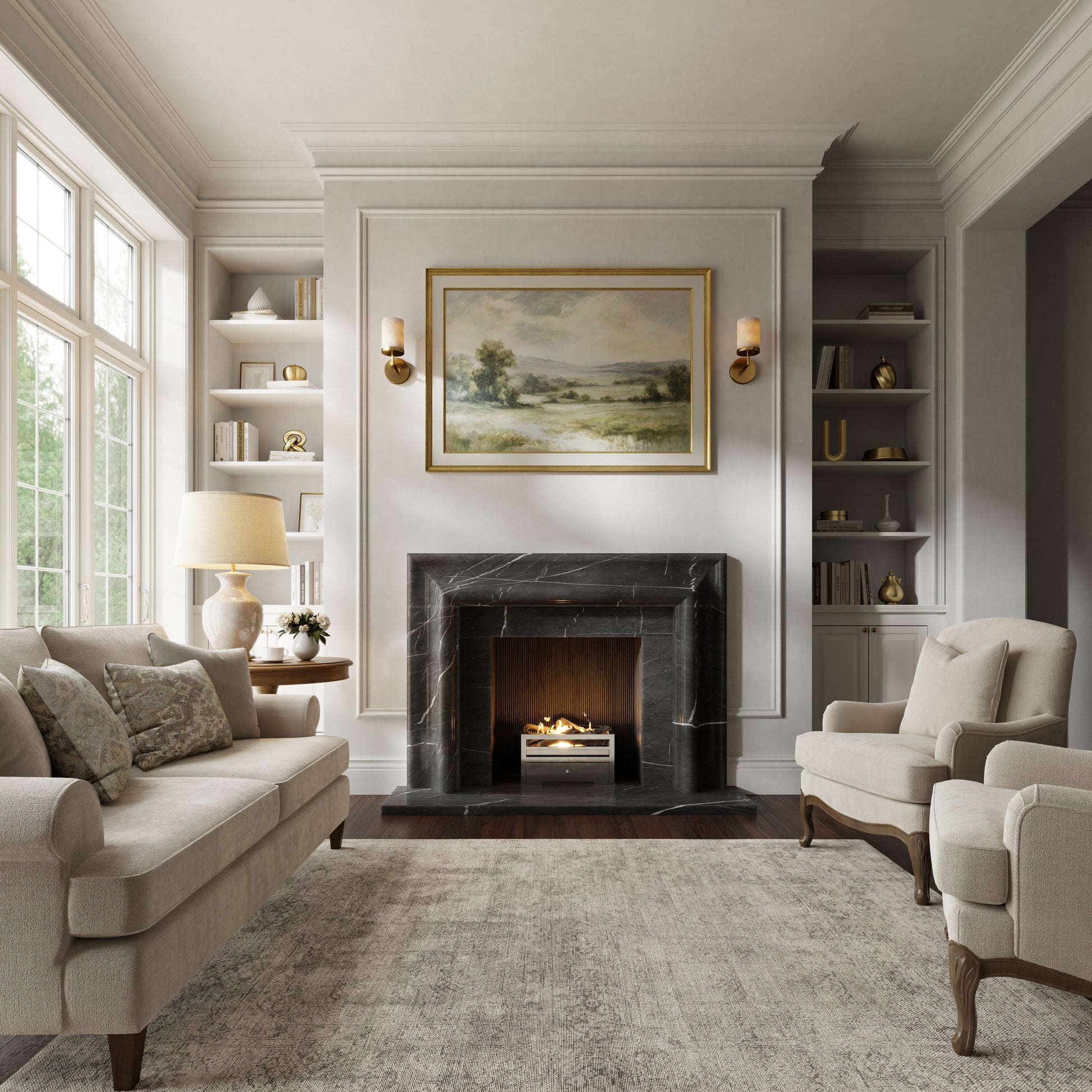 Carmina Pietra Grey Honed Marble Fireplace 1500mm