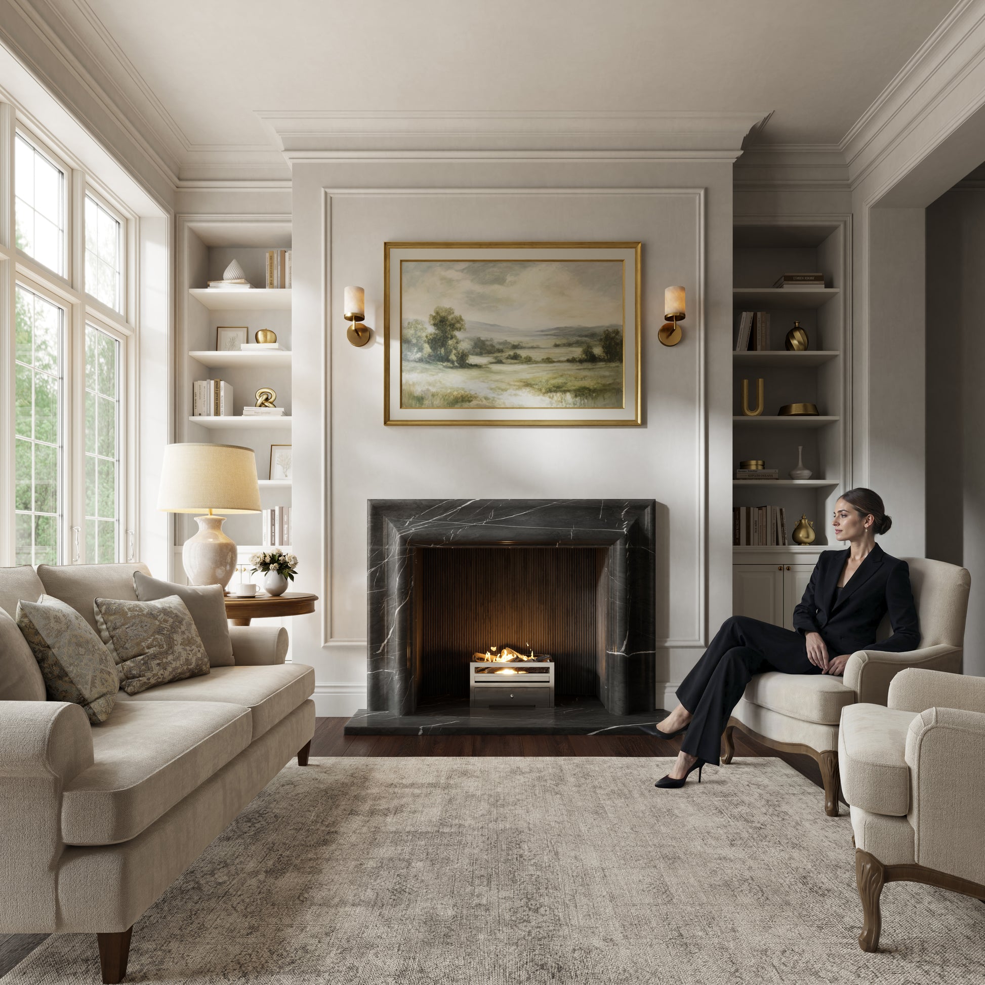 Carmina Pietra Grey Honed Marble Fireplace 1500mm