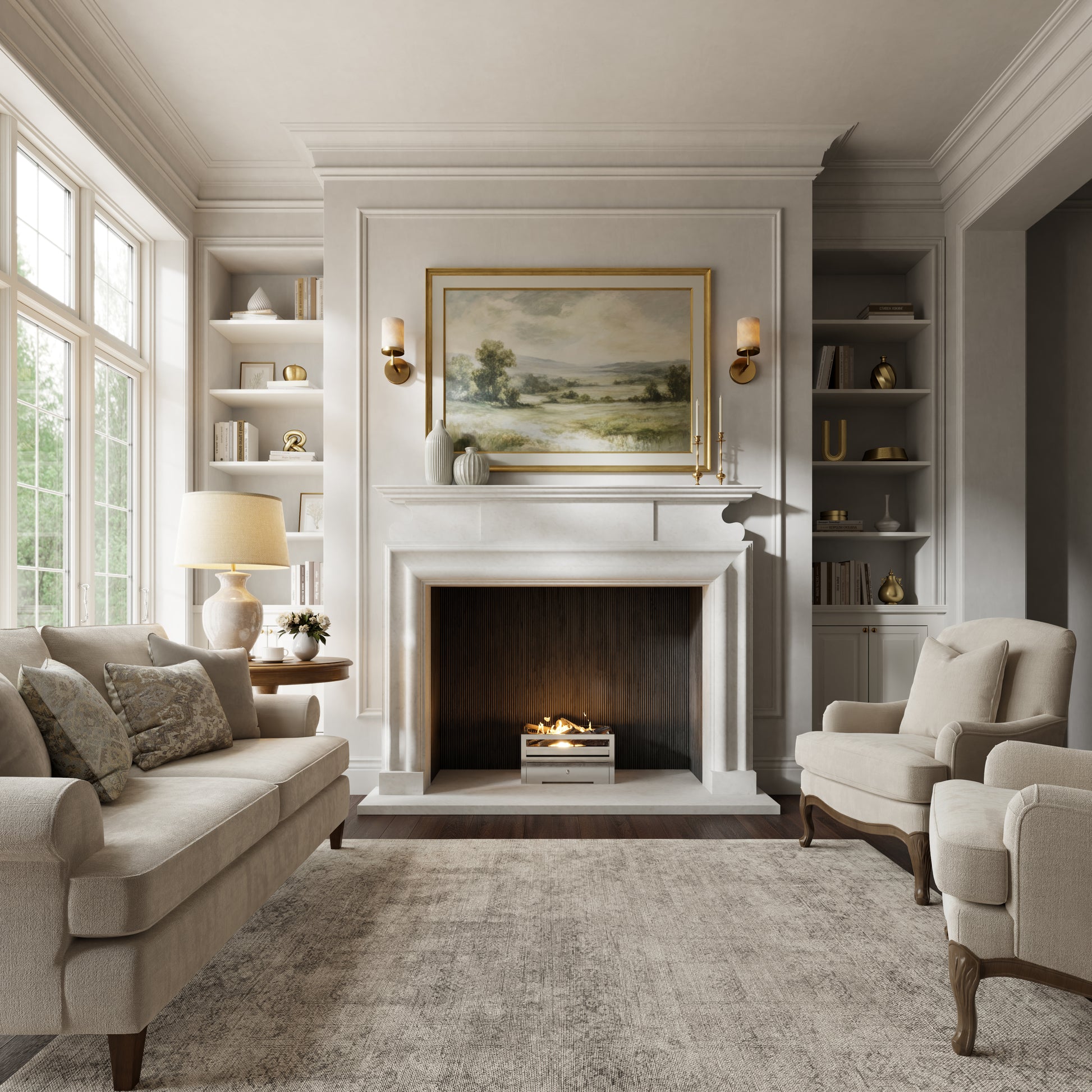 Carrington Beige Limestone Honed Marble Fireplace 1700mm