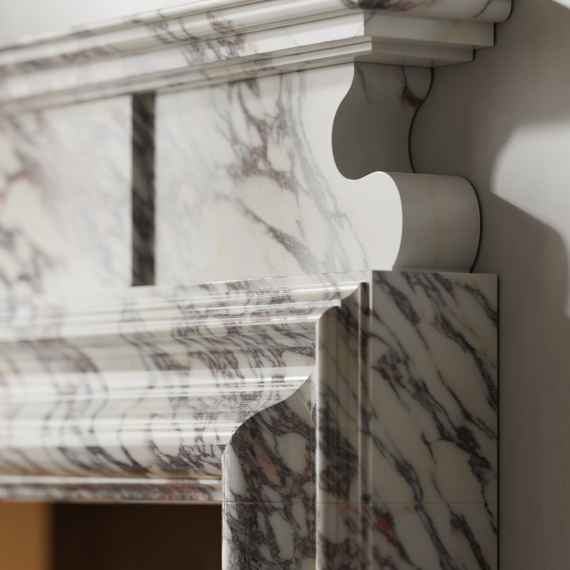 Carrington Calacatta Viola Honed Marble Fireplace 1700mm