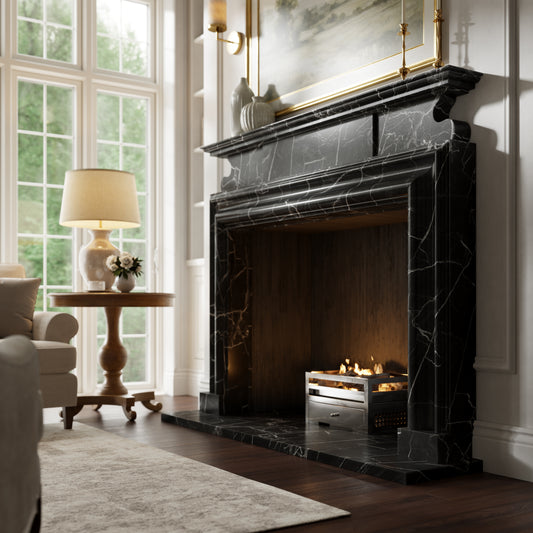 Carrington Nero Marquina Honed Marble Fireplace 1700mm