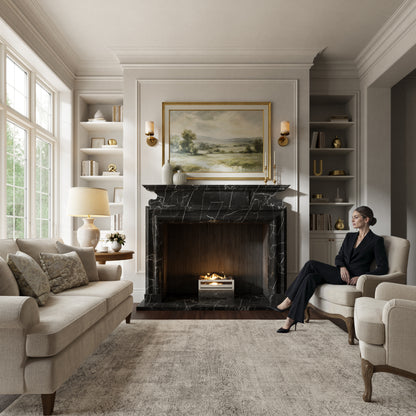 Carrington Nero Marquina Honed Marble Fireplace 1700mm