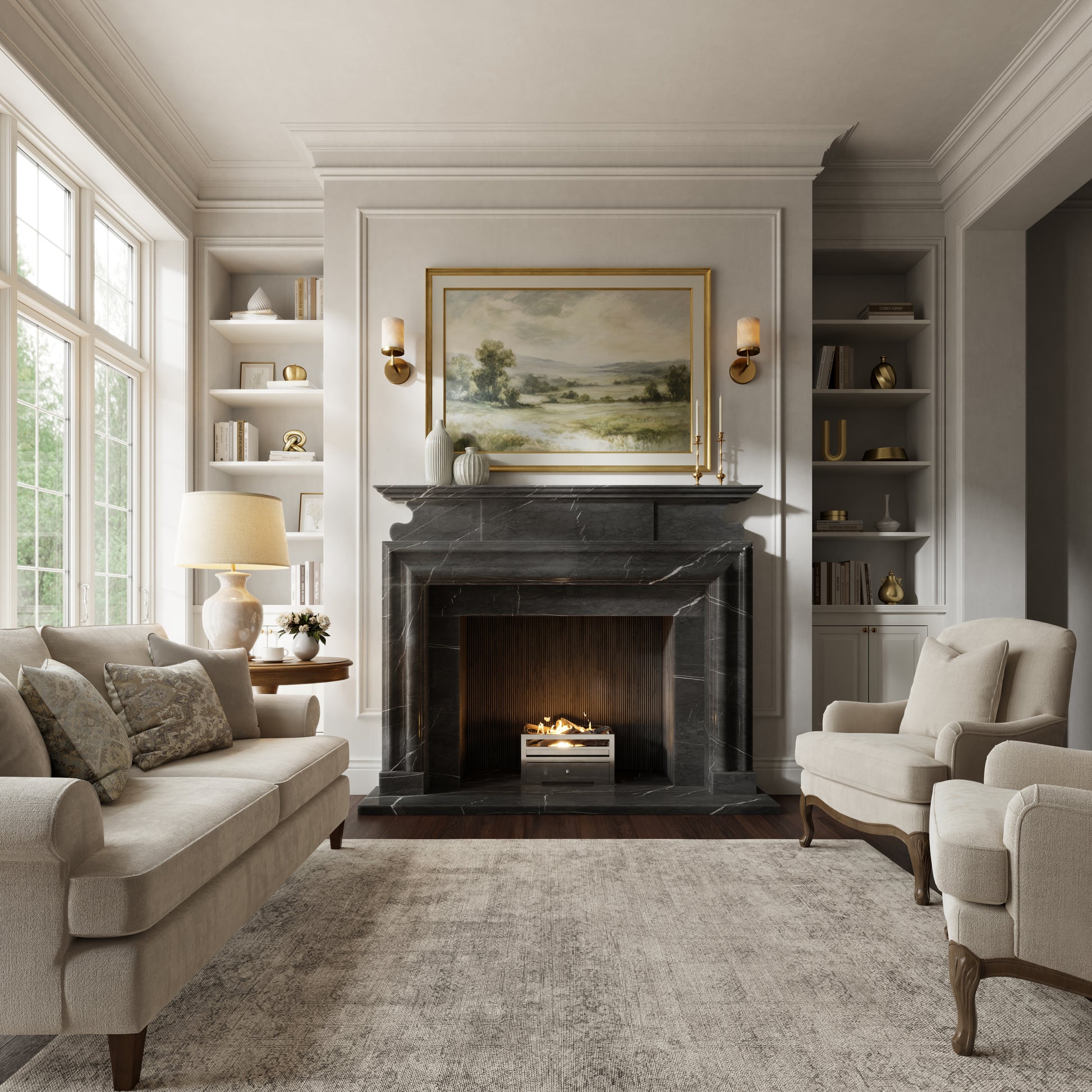 Carrington Pietra Grey Honed Marble Fireplace 1700mm
