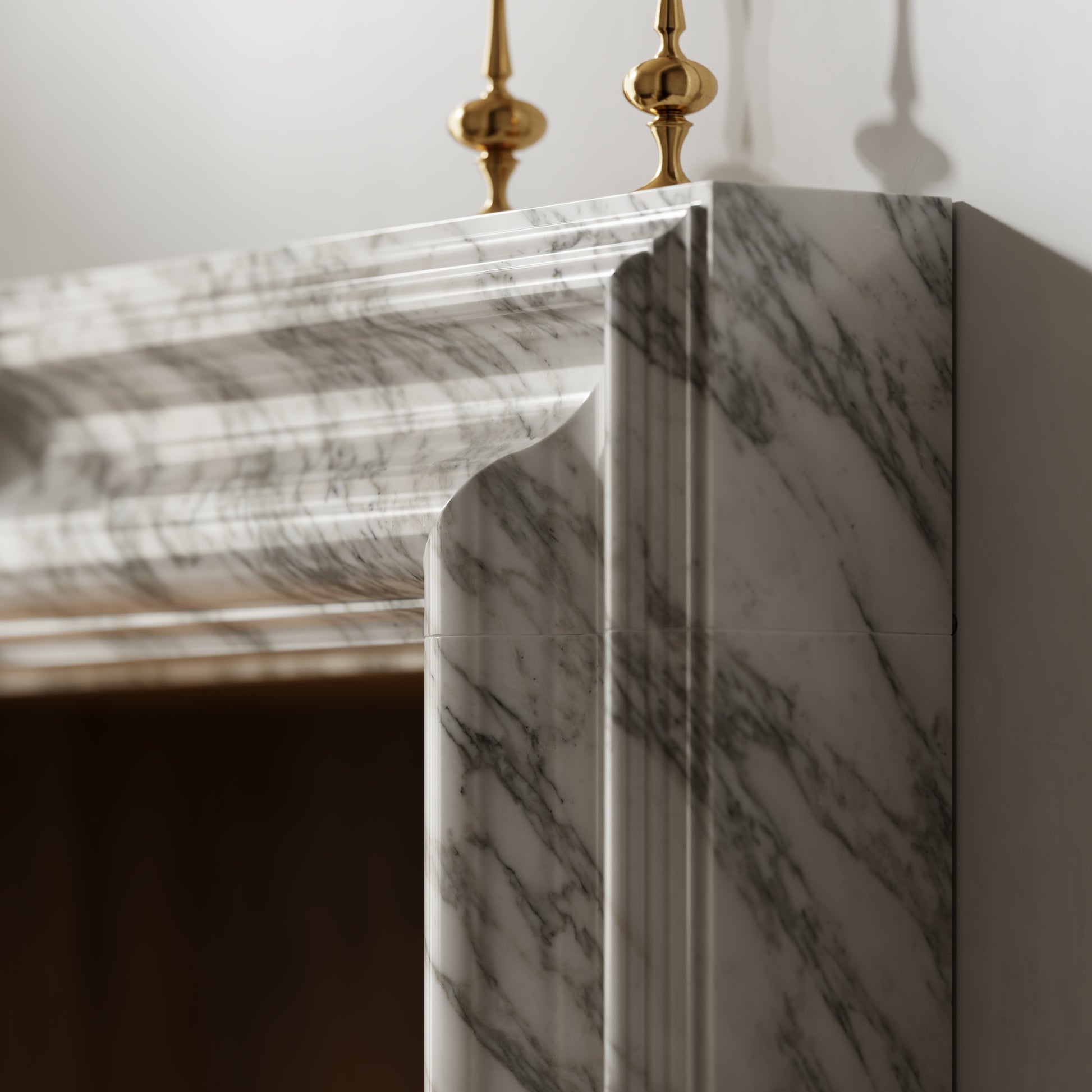 Chalis Arabescato Honed Marble Fireplace 1500mm