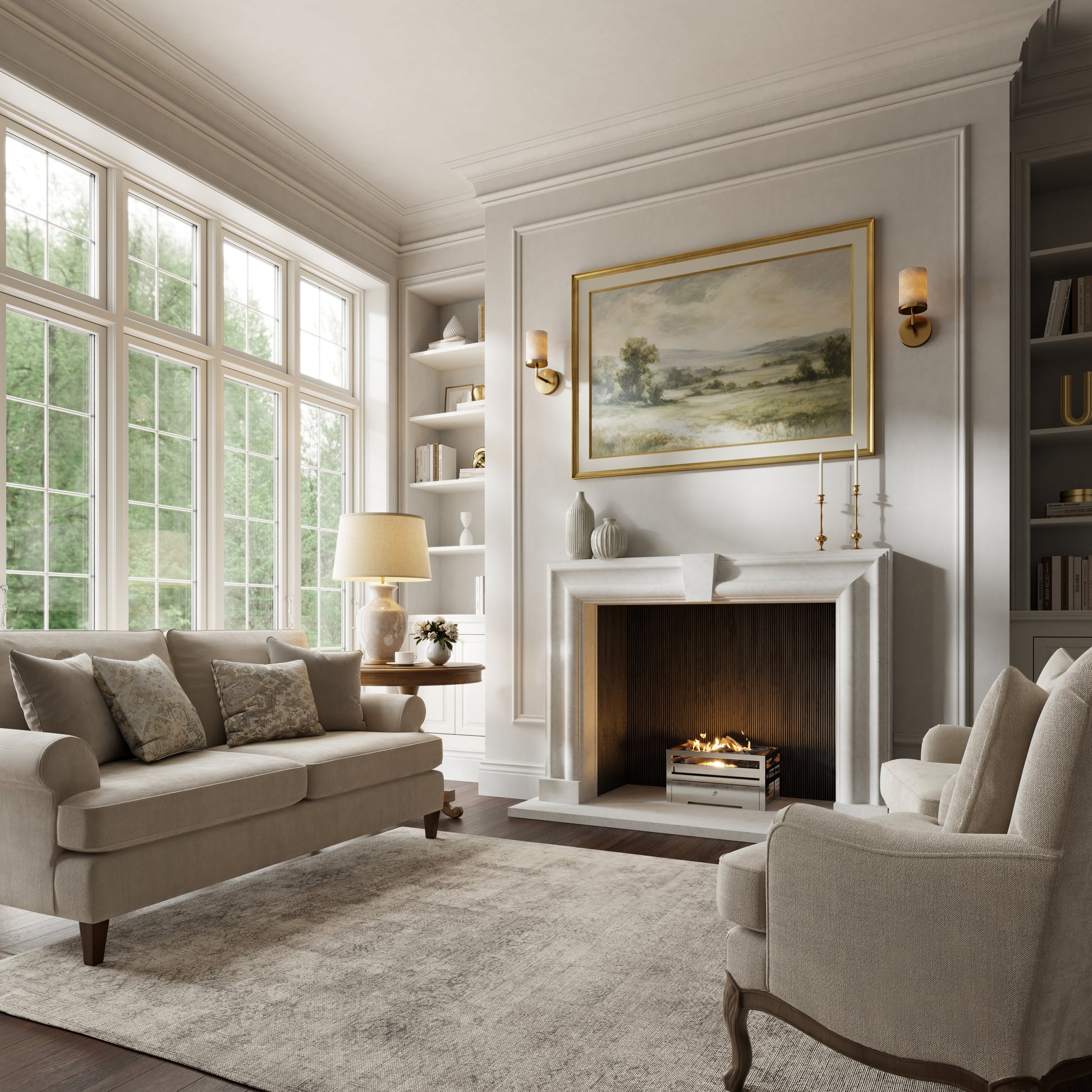 Chalis Beige Limestone Honed Marble Fireplace 1500mm