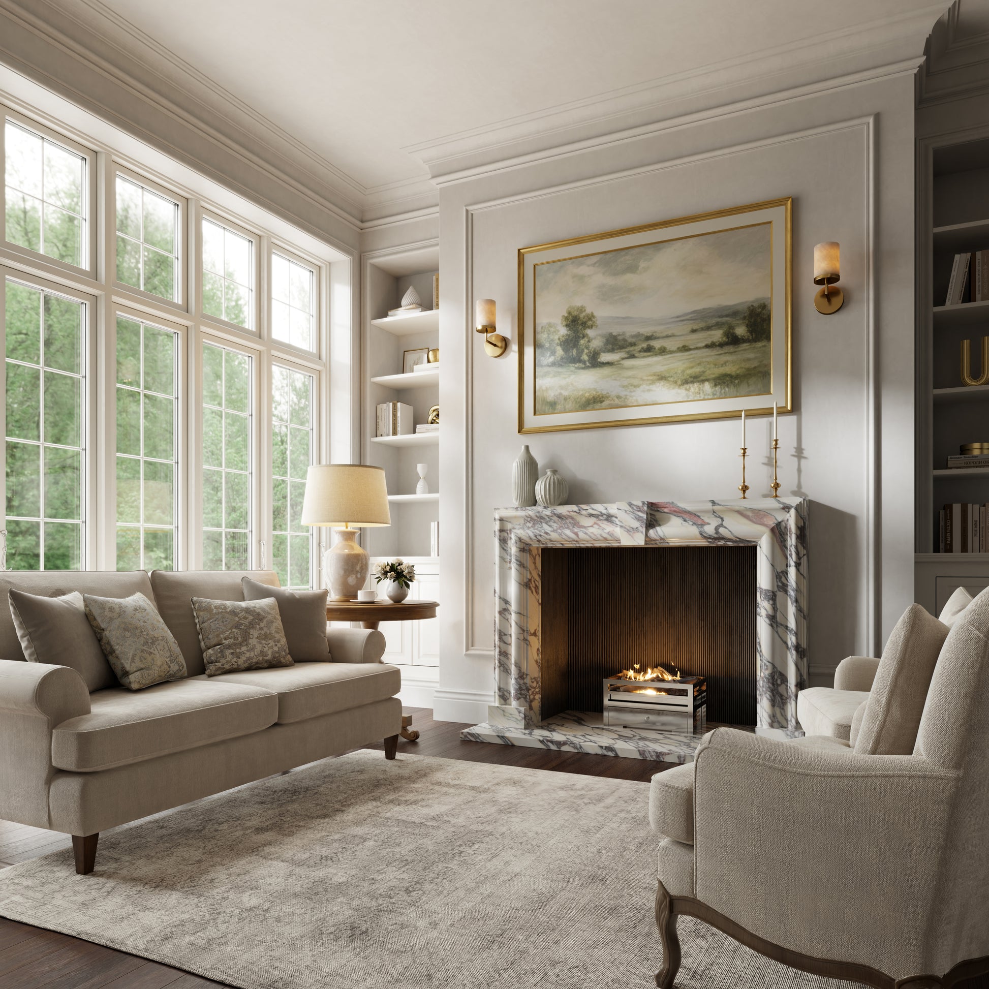 Chalis Calacatta Viola Honed Marble Fireplace 1500mm