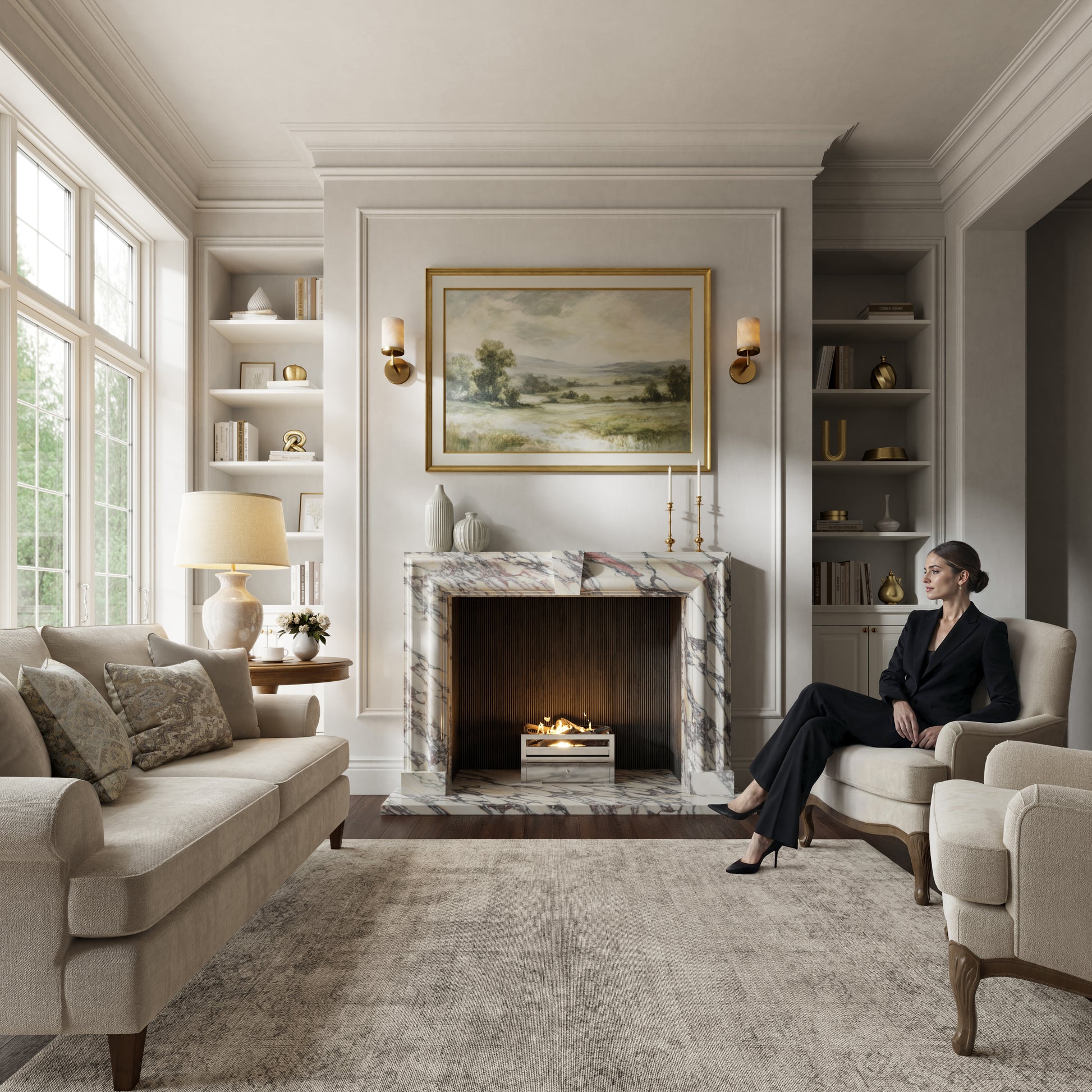 Chalis Calacatta Viola Honed Marble Fireplace 1500mm