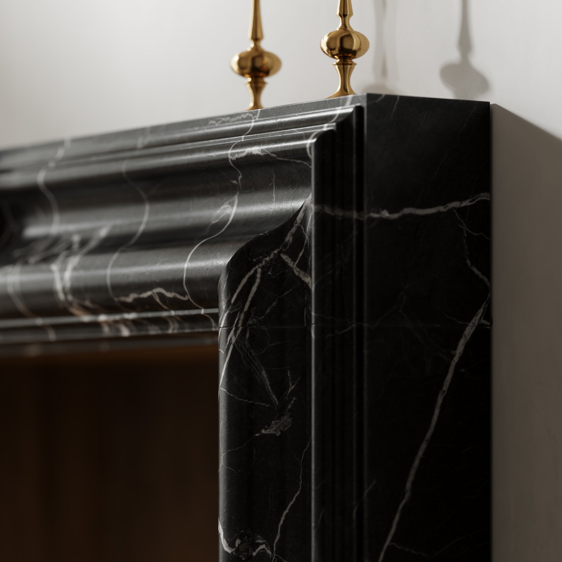 Chalis Nero Marquina Honed Marble Fireplace 1500mm
