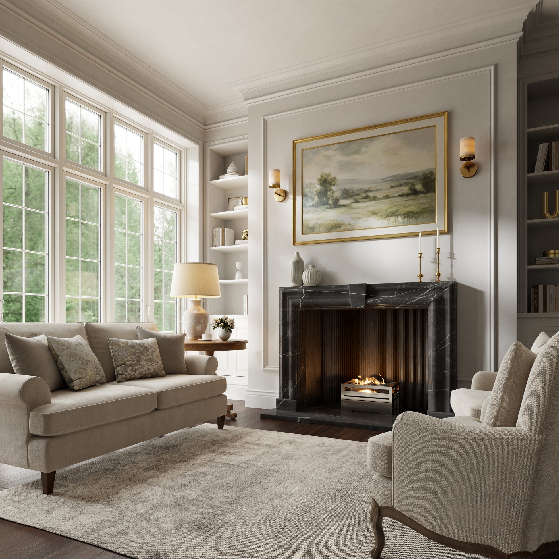 Chalis Pietra Grey Honed Marble Fireplace 1500mm