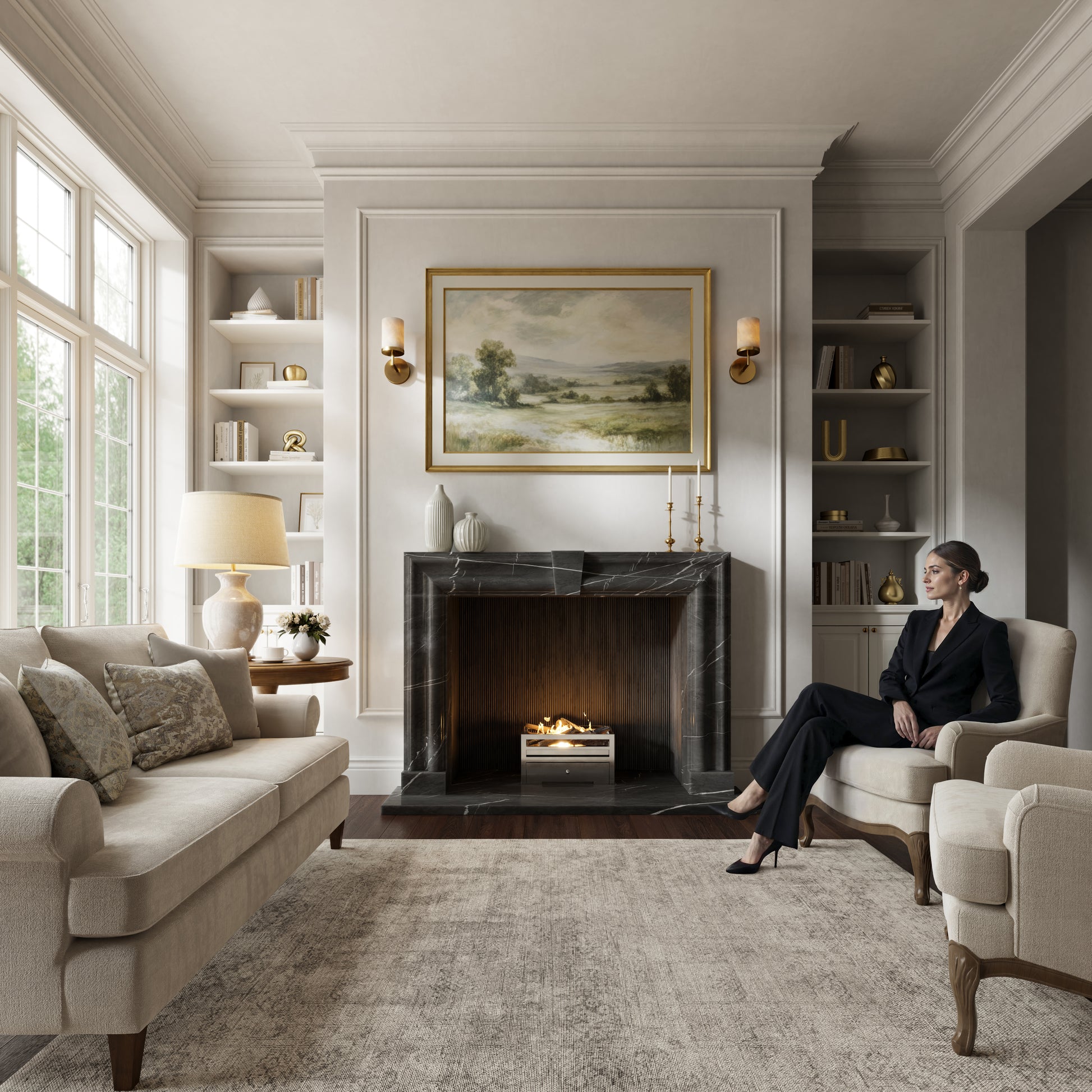 Chalis Pietra Grey Honed Marble Fireplace 1500mm