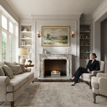 Chambord Arabescato Honed Marble Fireplace 1600mm