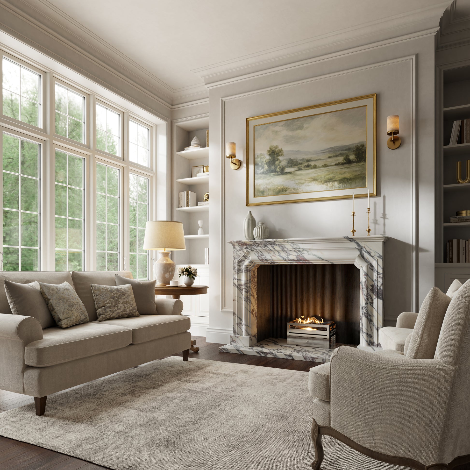 Chambord Calacatta Viola Honed Marble Fireplace 1600mm
