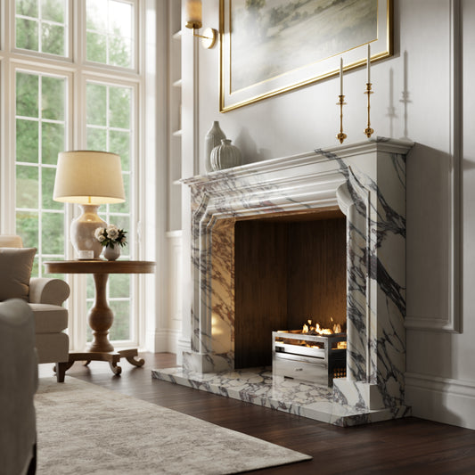 Chambord Calacatta Viola Honed Marble Fireplace 1600mm