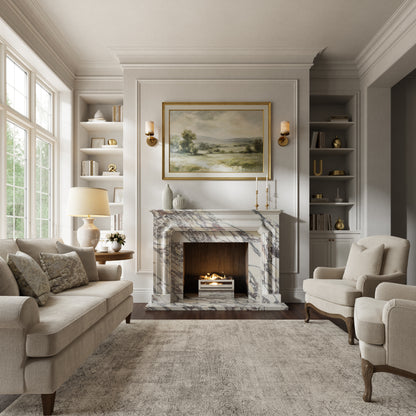Chambord Calacatta Viola Honed Marble Fireplace 1600mm