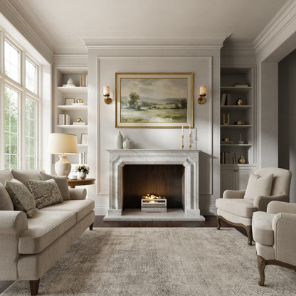 Chambord Carrara Honed Marble Fireplace 1600mm